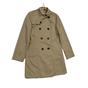 BCBG Trench Coat Medium Beige Double Breasted Belted Long Jacket Raincoat 36x32